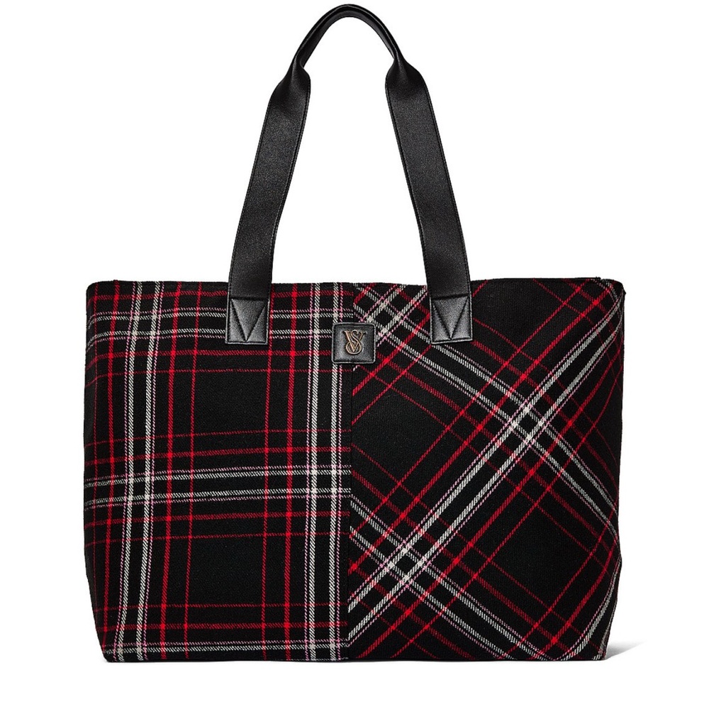 Victoria's Secret Black and Red Plaid Tote